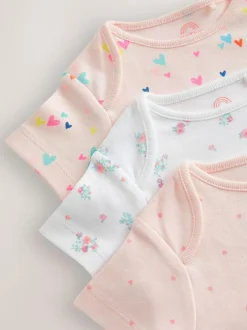 Next Pink 3 Pack Hip Dysplasia Short Sleeve Baby Bodysuits
