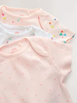 Next Pink 3 Pack Hip Dysplasia Short Sleeve Baby Bodysuits