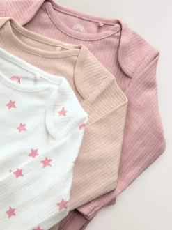 Next Pink 3 Pack Hip Dysplasia Long Sleeve Baby Bodysuits Sale