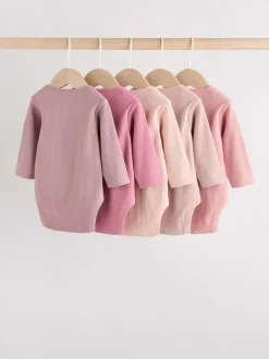Next Pink 5 Pack Long Sleeve Baby Bodysuits New