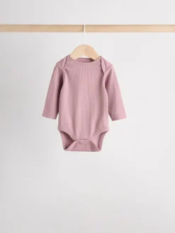 Next Pink 5 Pack Long Sleeve Baby Bodysuits New