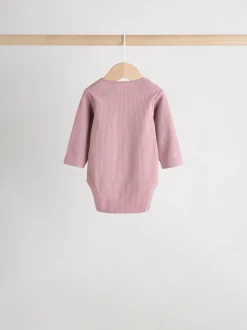 Next Pink 5 Pack Long Sleeve Baby Bodysuits New