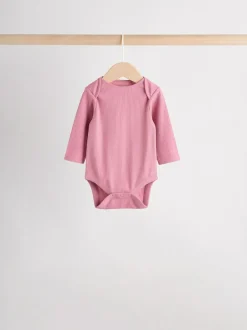 Next Pink 5 Pack Long Sleeve Baby Bodysuits New