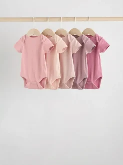 Next Pink 5 Pack Short Sleeve Baby Bodysuits Discount