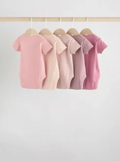 Next Pink 5 Pack Short Sleeve Baby Bodysuits Discount