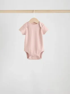 Next Pink 5 Pack Short Sleeve Baby Bodysuits Discount