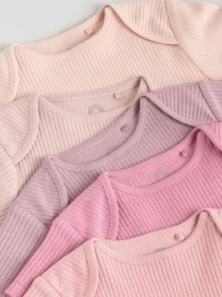 Next Pink 5 Pack Short Sleeve Baby Bodysuits Discount