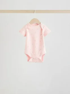 Next Pink 5 Pack Short Sleeve Baby Bodysuit New