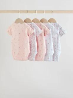 Next Pink 5 Pack Short Sleeve Baby Bodysuit New
