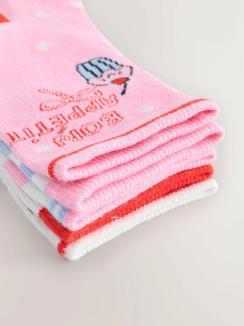 Next PInk and Blue Cotton Rich Bakery Ankle Socks 5 Pack New