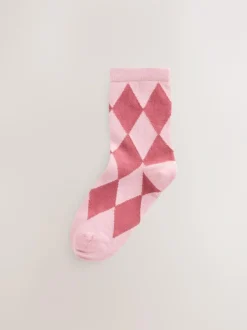 Next Pink and Red Cotton Rich Ankle Socks 3 Pack Sale