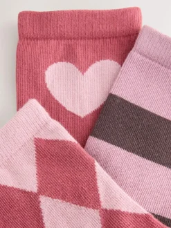 Next Pink and Red Cotton Rich Ankle Socks 3 Pack Sale
