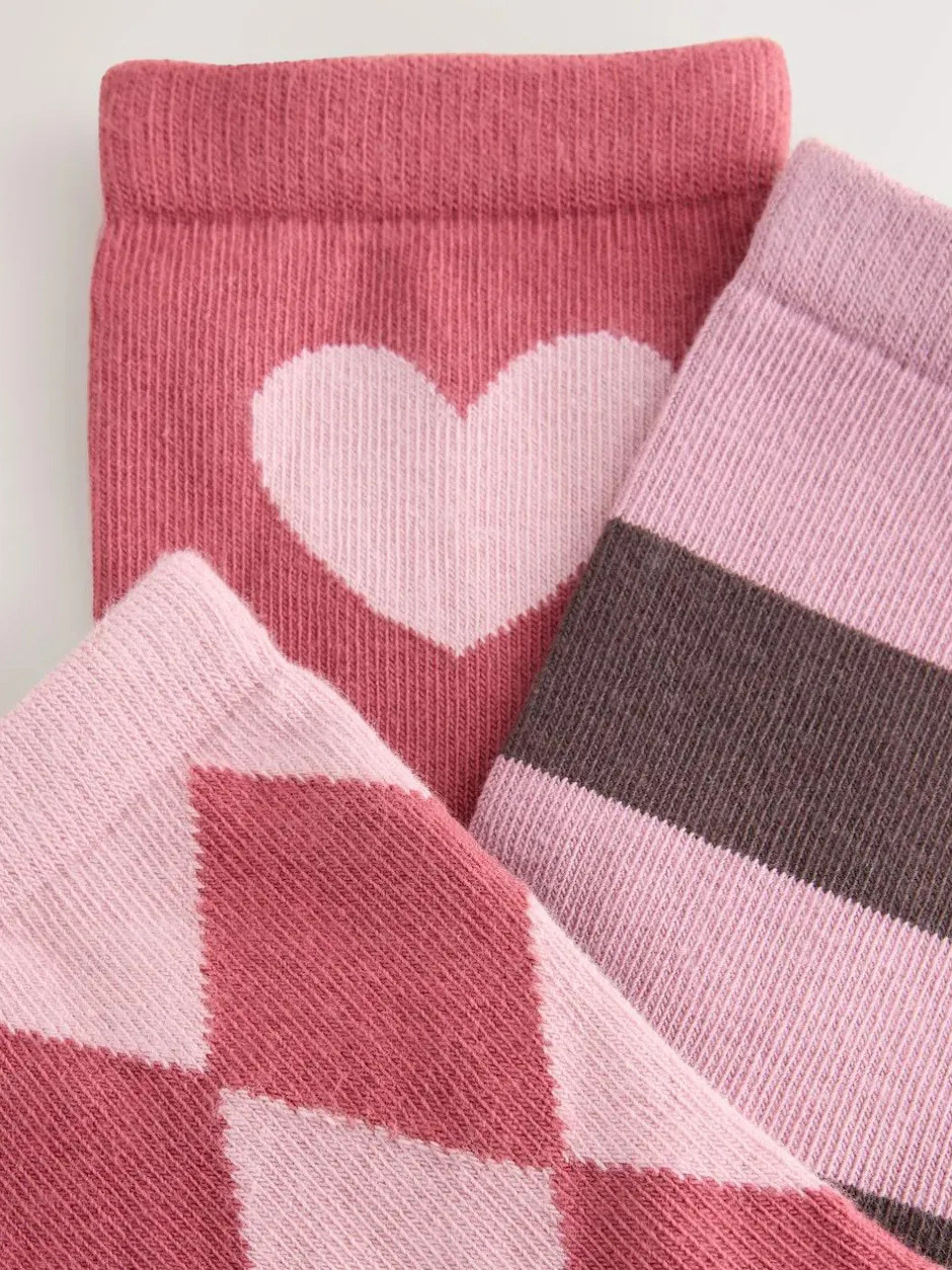 Next Pink and Red Cotton Rich Ankle Socks 3 Pack Sale