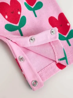 Next Pink Baby Dungarees and Long Sleeve Bodysuits Set 2 Piece (0mths-3yrs) Clearance