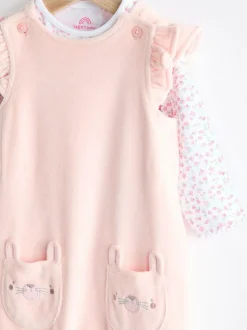 Next Pink Baby Dungarees and Longsleeve Bodysuit Set (0mths-2yrs) Hot