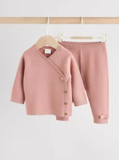 Next Baby Knitted Wrap Jumper and Leggings 2 Piece Set (0mths-2yrs) Pink Sale