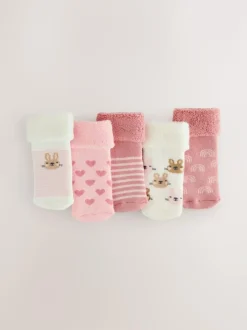 Next Pink Baby Roll Top Towelling Socks 5 Pack (0mths-2yrs) Best