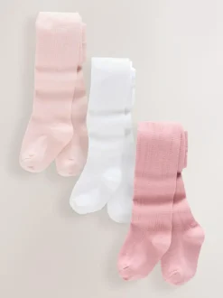 Next Pink Baby Tights 3 Pack (0mths-2yrs) Online