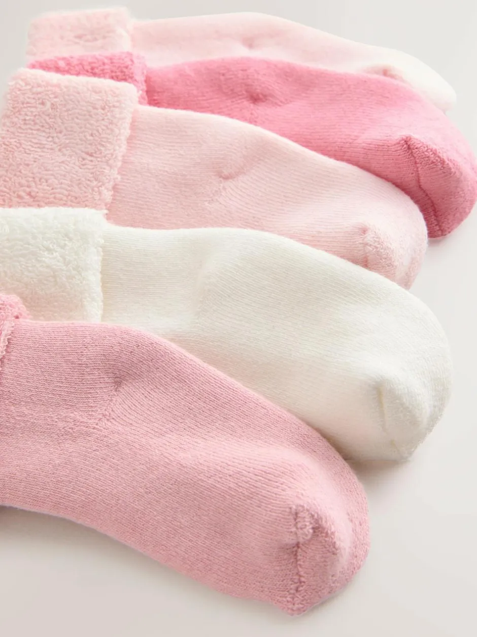 Next Pink Baby Towel Socks 5 Pack (0mths-2yrs) Sale