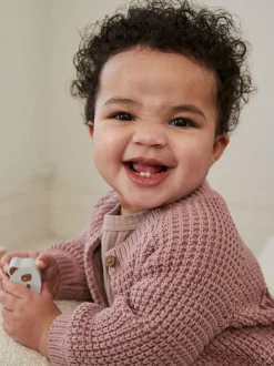 Next Pink Back Slogan Embroidered Baby Knitted Cardigan (0mths-2yrs) Discount
