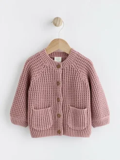 Next Pink Back Slogan Embroidered Baby Knitted Cardigan (0mths-2yrs) Discount