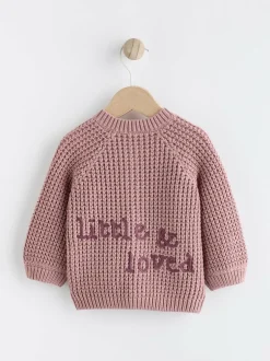 Next Pink Back Slogan Embroidered Baby Knitted Cardigan (0mths-2yrs) Discount