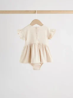 Next Pink Bear Embroidered Jersey Baby Rompers 3 Pack New