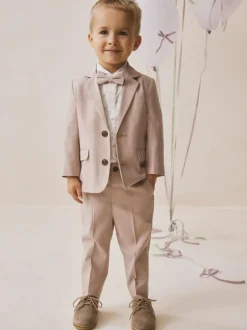 Next Blazer Shirt Trousers and Bow Tie Set (3mths-9yrs) Pink Hot