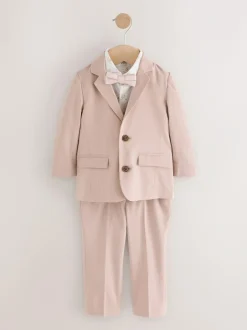 Next Blazer Shirt Trousers and Bow Tie Set (3mths-9yrs) Pink Hot
