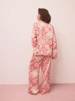 Next Pink Bows Satin Button Through Pyjamas Outlet
