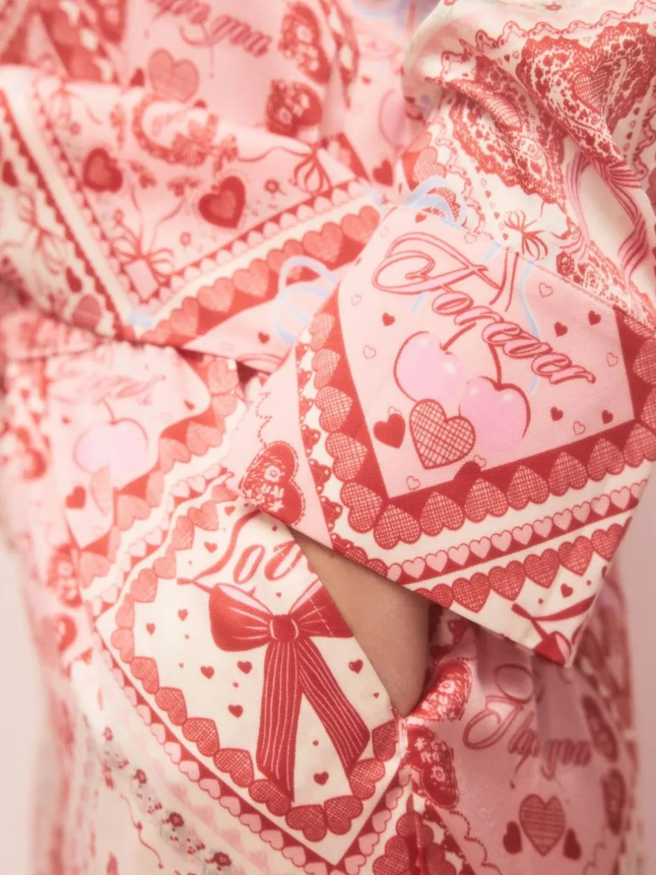 Next Pink Bows Satin Button Through Pyjamas Outlet