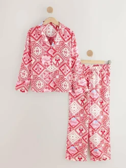 Next Pink Bows Satin Button Through Pyjamas Outlet