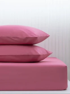 Next Pink Bright Cotton Rich Deep Fitted Bed Sheet Outlet
