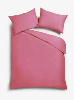 Next Pink Bright Cotton Rich Plain Duvet Cover and Pillowcase Set