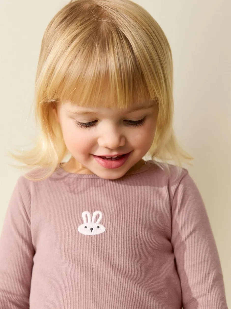 Next Long sleeve Embroidered Ribbed Top (3mths-7yrs) Pink Bunny Discount