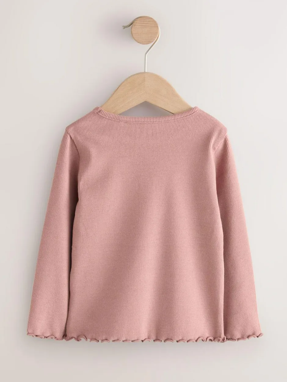 Next Long sleeve Embroidered Ribbed Top (3mths-7yrs) Pink Bunny Discount