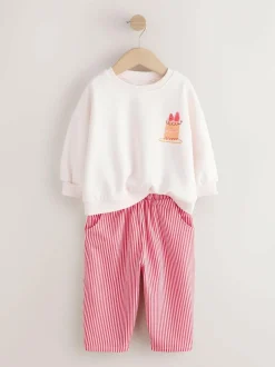Next Pink Cake Sweatshirt and Barrel Leg Joggers Set (3mths-7yrs) Online