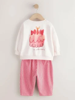 Next Pink Cake Sweatshirt and Barrel Leg Joggers Set (3mths-7yrs) Online