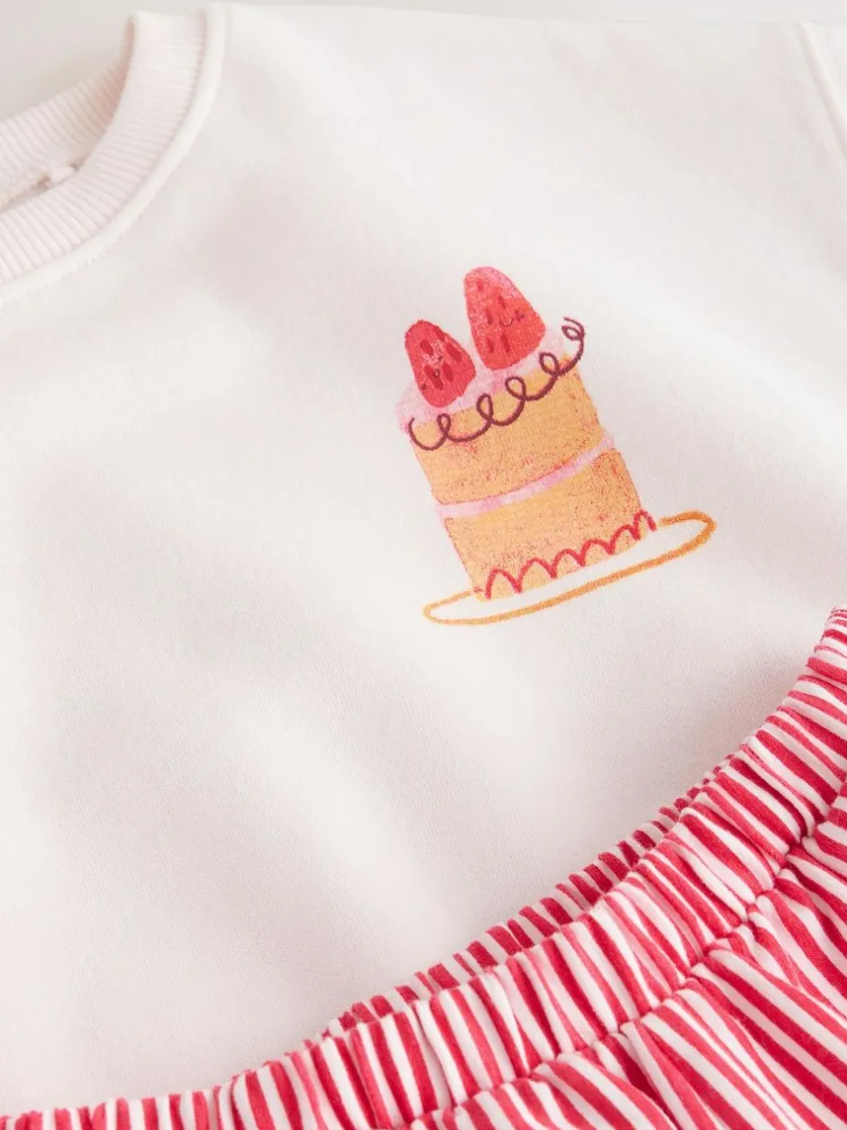 Next Pink Cake Sweatshirt and Barrel Leg Joggers Set (3mths-7yrs) Online