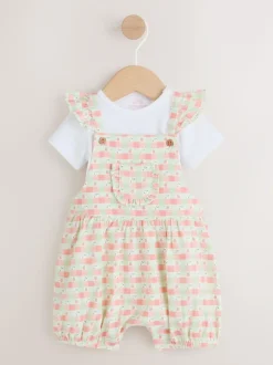Next Pink Check Baby Dungarees and Bodysuits Set 2 Piece (0mths-2yrs) Sale