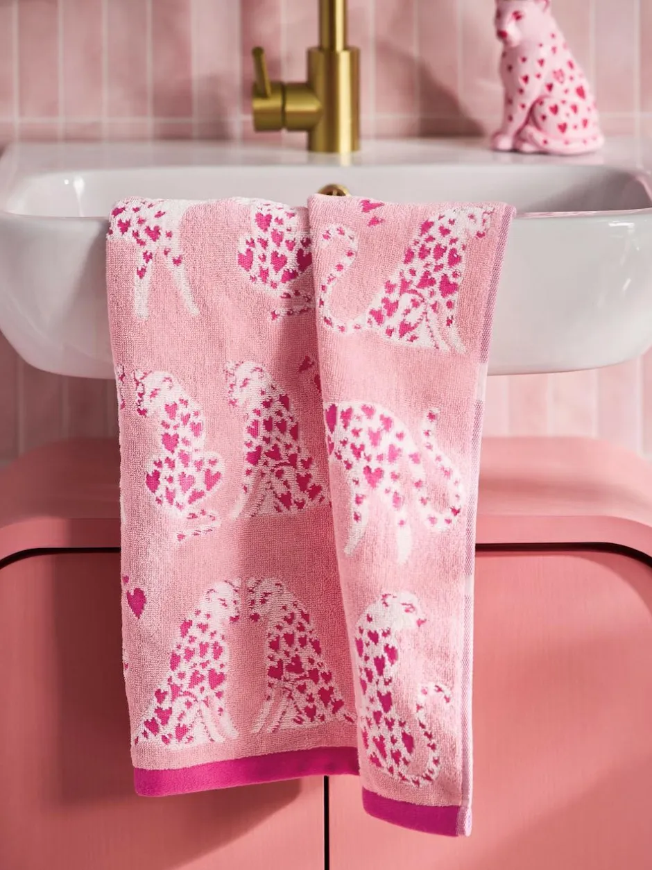 Next Pink Cheetah Valentines 100% Cotton Towel New