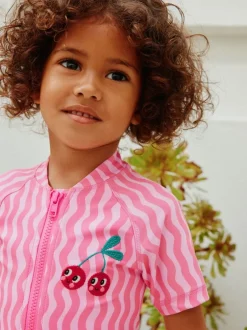 Next Pink Cherry Wave Sunsafe Swimsuit (3mths-10yrs) Outlet