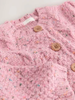 Next Chunky Knit Bobble Cardigan (3mths-10yrs) Pink Hot