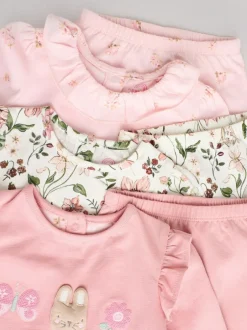 Next Pink/ Cream/ Bunny Character Long Sleeve Top And Leggings Set 6 Piece (0mths-3yrs)