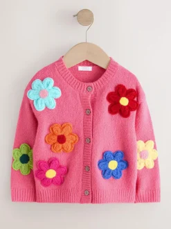 Next Pink 3D Flower Cardigan (3mths-7yrs) New