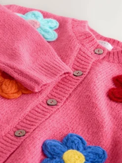 Next Pink 3D Flower Cardigan (3mths-7yrs) New