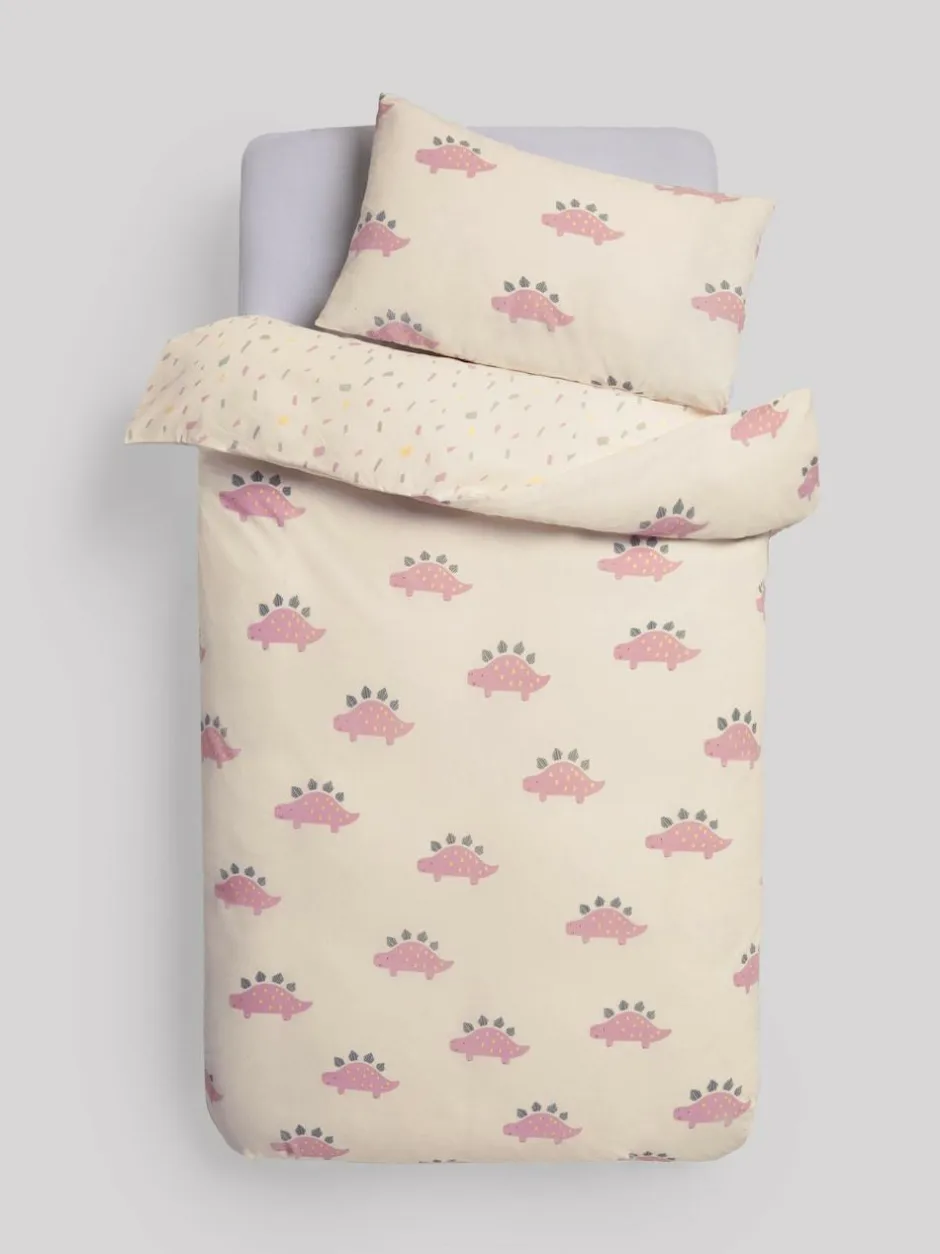 Next Duvet Cover and Pillowcase Set Pink Dinosaur Outlet