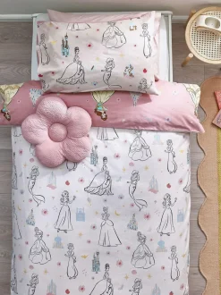 Next Pink Disney Princess Supersoft 100% Brushed Cotton Duvet Cover and Pillowcase Set Hot