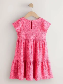 Next Angel Sleeve Crinkle Dress (3-16yrs) Pink Ditsy
