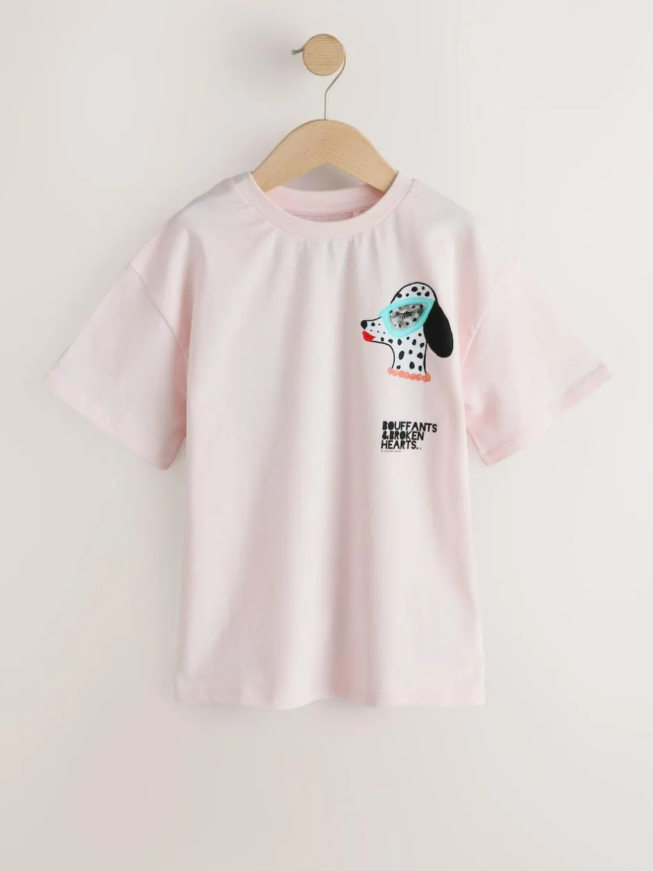 Next Kendra Dandry Oversized T-Shirt (3-16yrs) Pink Dog Best
